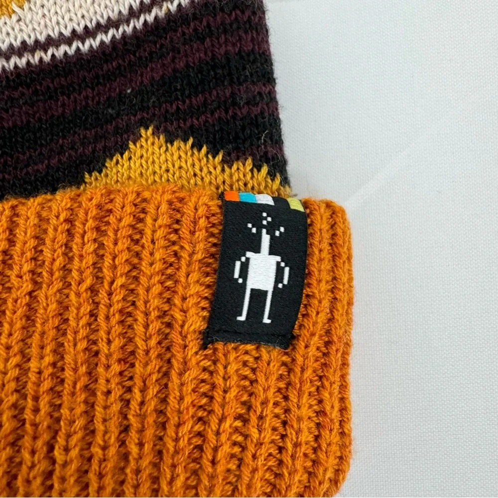 NWT Smartwool Beanie Knit Hat Merino Wool Winter Pattern POM Honey Gold Heather